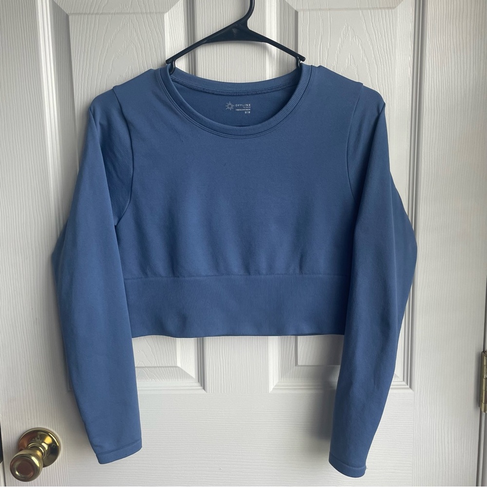 OFFLINE By Aerie Sidewalk Seamless Long Sleeve Cropped T-shirt